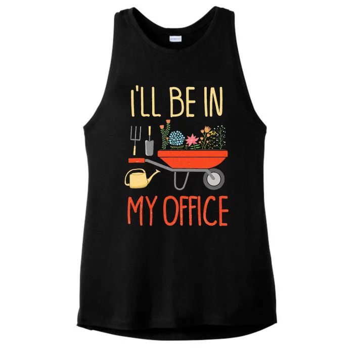 ILl Be In My Office Garden Funny Distressed Ladies Tri-Blend Wicking Tank