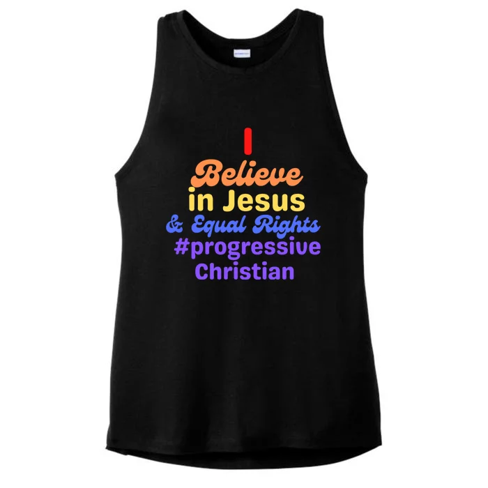 I Believe In Jesus And Equal Rights Gift Ladies Tri-Blend Wicking Tank