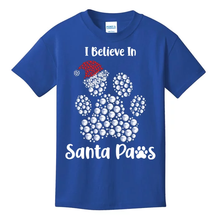 I Believe In Santa Paws Dog Lover Christmas Gift Kids T-Shirt