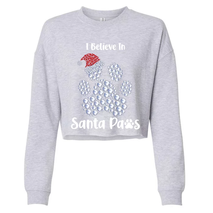 I Believe In Santa Paws Dog Lover Christmas Gift Cropped Pullover Crew