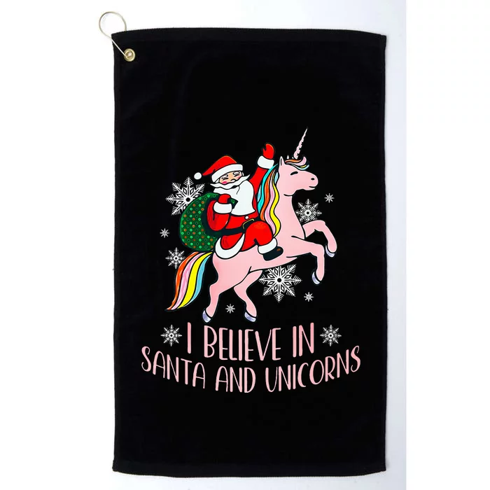 I Believe In Santa And Unicorns  Christmas Platinum Collection Golf Towel