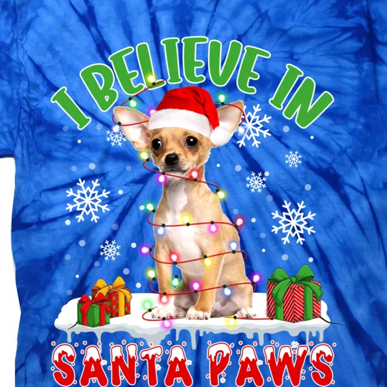 I Believe In Santa Paws Funny Santa Chihuahua Light In Snow Gift Tie-Dye T-Shirt