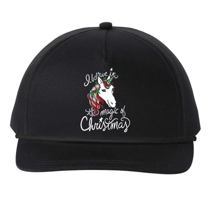 I Believe In The Magic Of Christmas Unicorn Gift Snapback Five-Panel Rope Hat