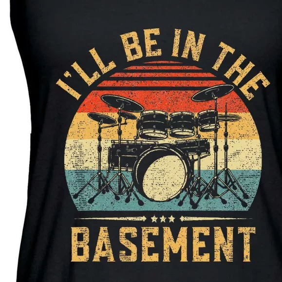 I'll Be In The Basement Drumming for Drummer Ladies Essential Flowy Tank