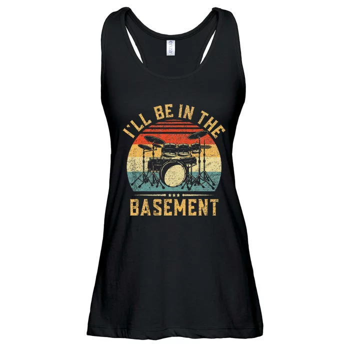 I'll Be In The Basement Drumming for Drummer Ladies Essential Flowy Tank