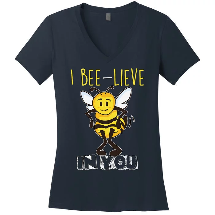 I Beelieve In You Teacher Testing Day Test Day Women's V-Neck T-Shirt