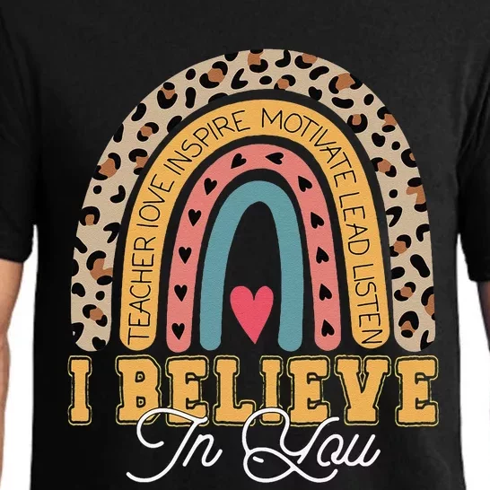 I Believe In You Rainbow Motivational Testing Day Teacher Pajama Set