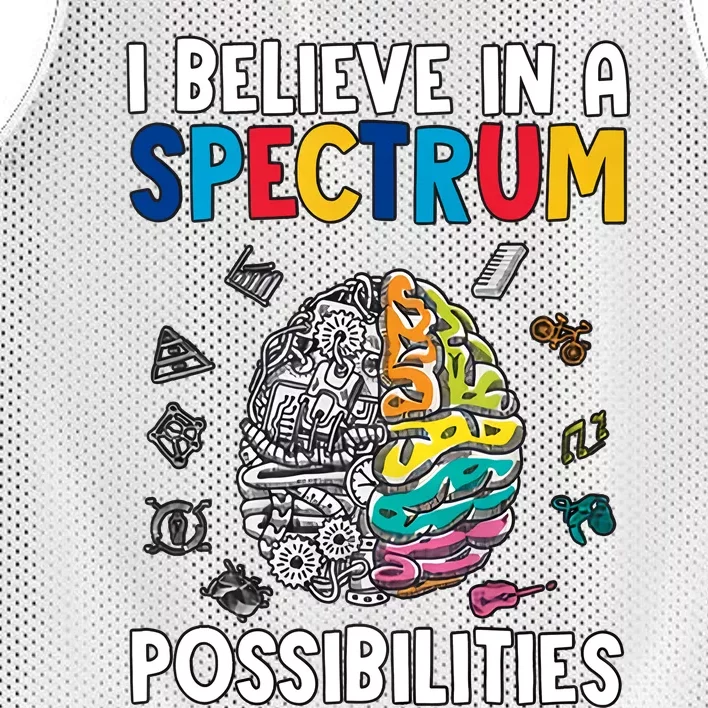 I Believe In Spectrum Possibilities Brain Autism Neurodiversity Autism Support Mesh Reversible Basketball Jersey Tank