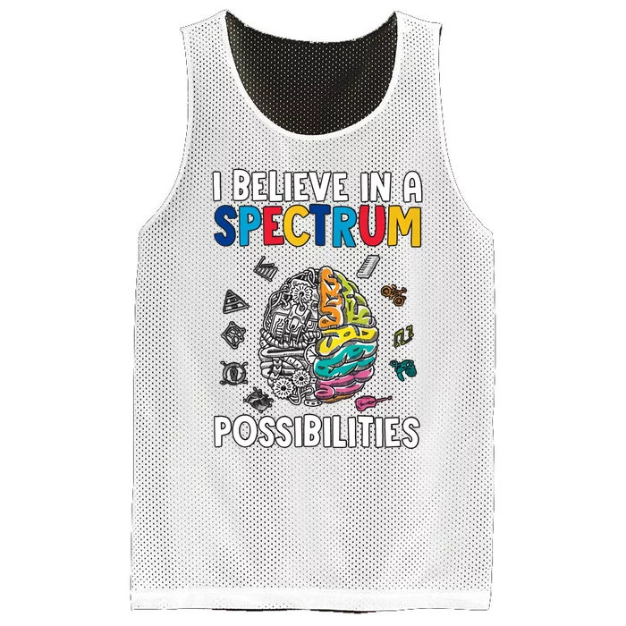 I Believe In Spectrum Possibilities Brain Autism Neurodiversity Autism Support Mesh Reversible Basketball Jersey Tank