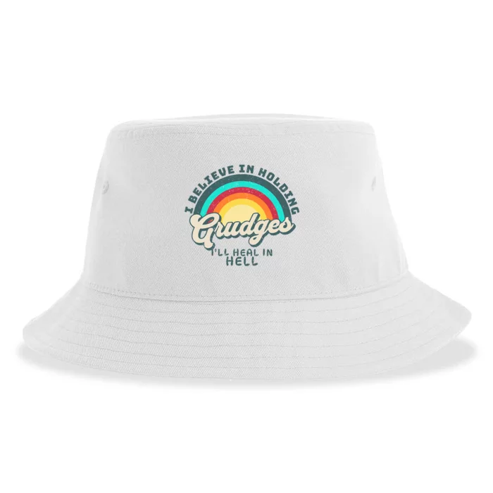 I Believe In Holding Grudges I'll Heal In Hell Heart Rainbow Sustainable Bucket Hat