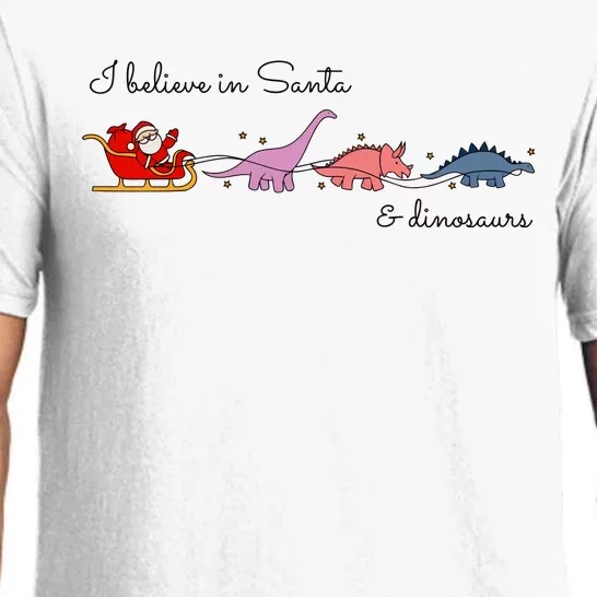 I Believe In Santa And Dinosaurs Christmas Xmas Holiday Pajama Set