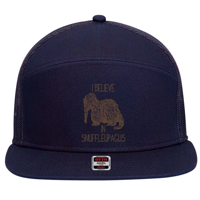 I Believe In Snuffleupagus 7 Panel Mesh Trucker Snapback Hat