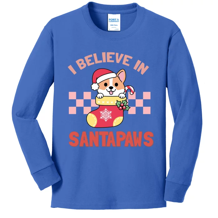 I Believe In Santa Corgi Mom Christmas Corgmas Xmas Gift Kids Long Sleeve Shirt