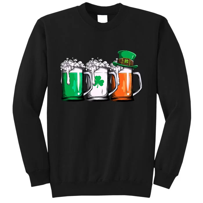 Irish Beer Ireland Flag St Patricks Day Men Women Leprechaun Tall Sweatshirt