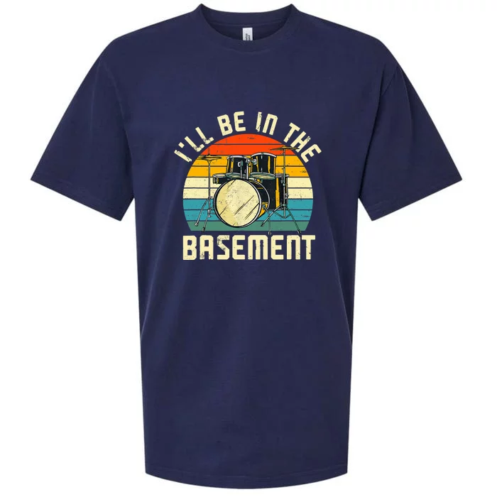 I'll Be In The Basement Drums Funny Drummers Sueded Cloud Jersey T-Shirt