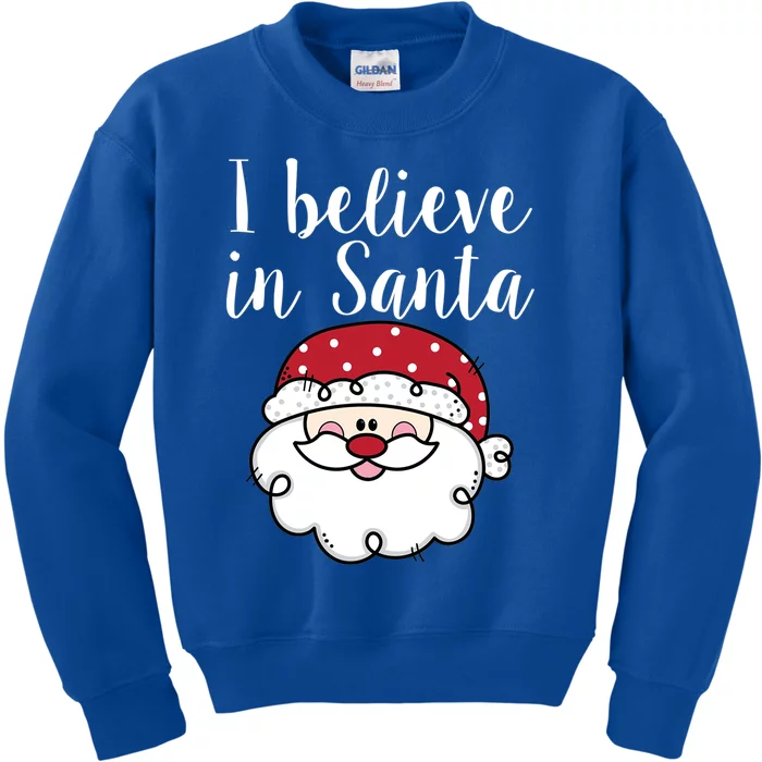 I Believe In Santa Claus Santa Face Christmas Gift Kids Sweatshirt