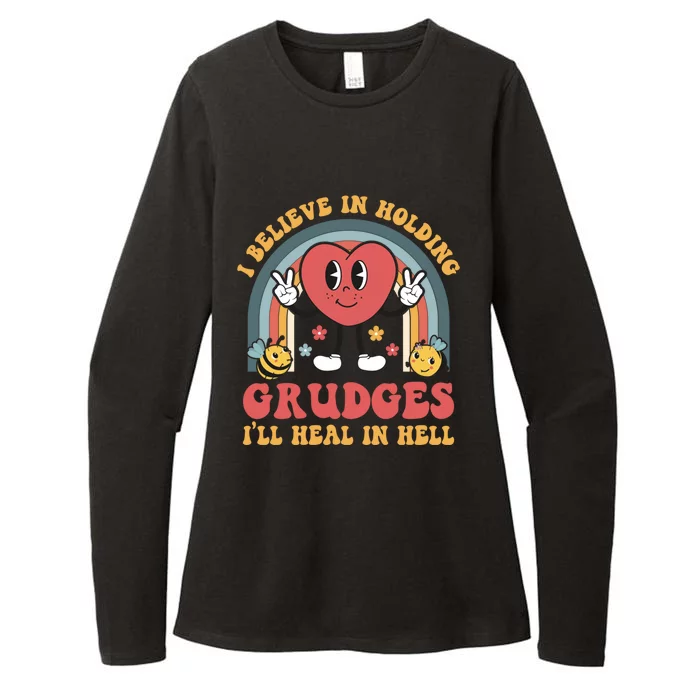 I Believe In Holding Grudges I'll Heal In Hell Rainbow Heart Womens CVC Long Sleeve Shirt