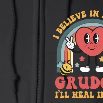 I Believe In Holding Grudges I'll Heal In Hell Rainbow Heart Full Zip Hoodie