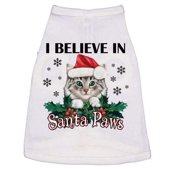 I Believe In Santa Paws Cute Cat Christmas Hat Funny Gift Doggie Tank