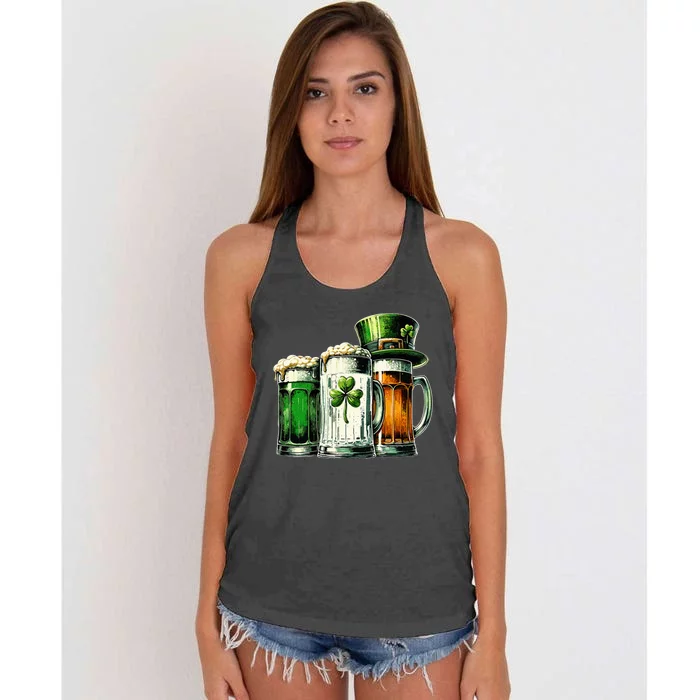 Irish Beer Ireland Flag St Patricks Day Women's Knotted Racerback Tank