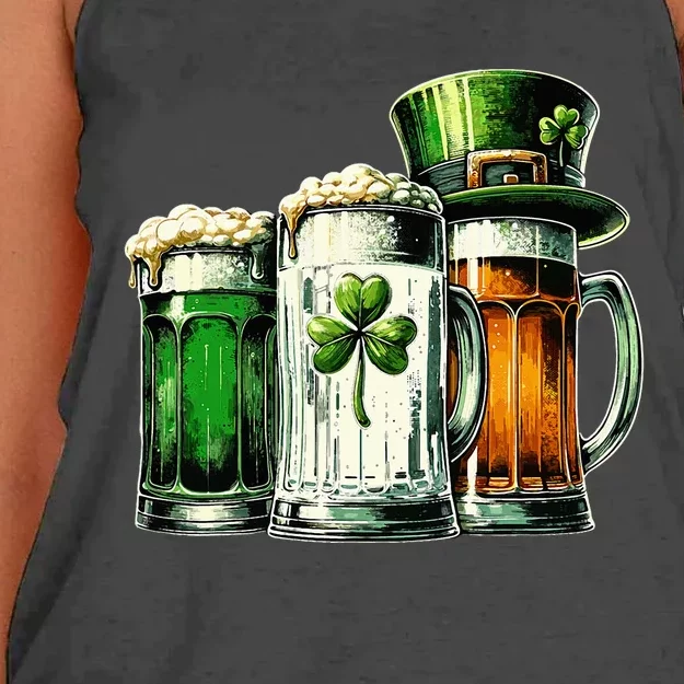 Irish Beer Ireland Flag St Patricks Day Women's Knotted Racerback Tank