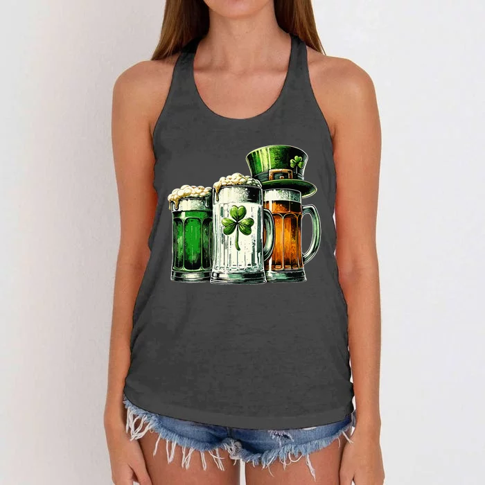 Irish Beer Ireland Flag St Patricks Day Women's Knotted Racerback Tank