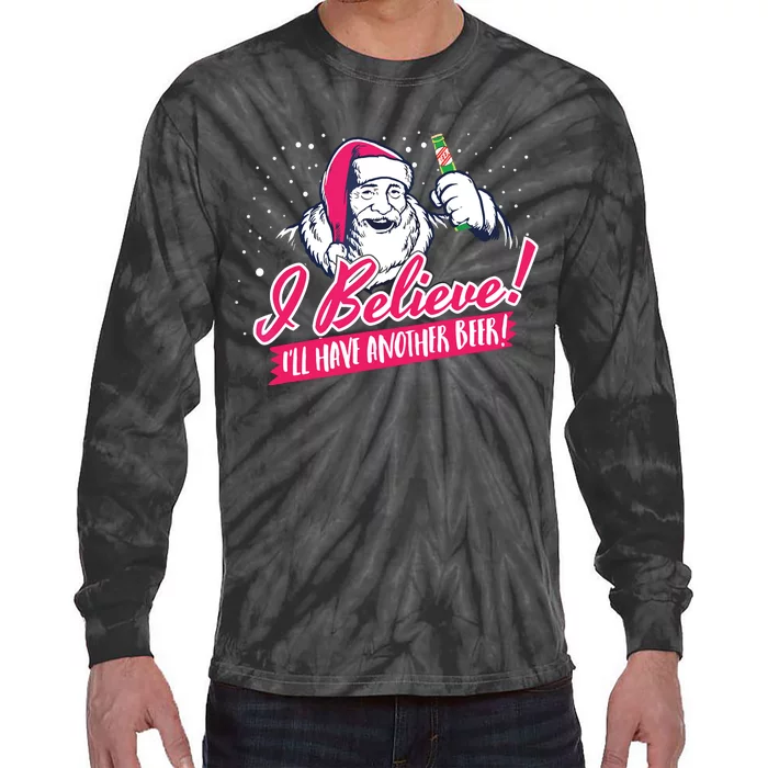 I Believe Ill Have Another Beer Funny Santa Claus Tie-Dye Long Sleeve Shirt