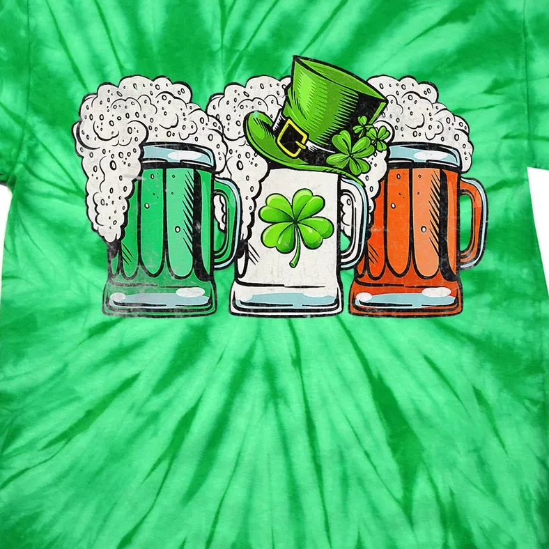 Irish Beer Ireland Flag St Patricks Day Leprechaun Tie-Dye T-Shirt