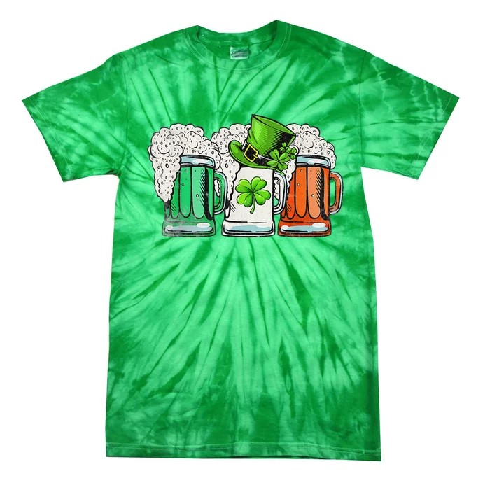 Irish Beer Ireland Flag St Patricks Day Leprechaun Tie-Dye T-Shirt