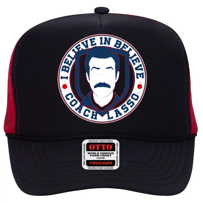 I Believe In Believe Coach Lasso Emblem High Crown Mesh Trucker Hat