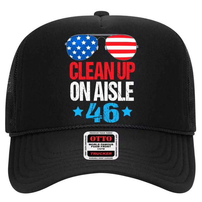 Impeach Biden Impeach 46 Clean Up On Aisle 46 Biden High Crown Mesh Trucker Hat