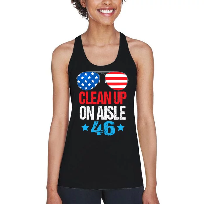 Impeach Biden Impeach 46 Clean Up On Aisle 46 Biden Women's Racerback Tank