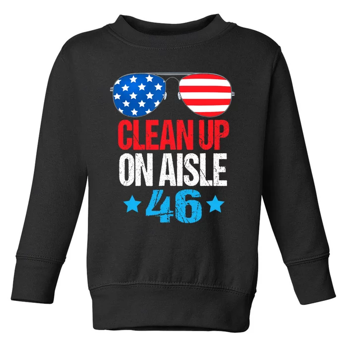 Impeach Biden Impeach 46 Clean Up On Aisle 46 Biden Toddler Sweatshirt