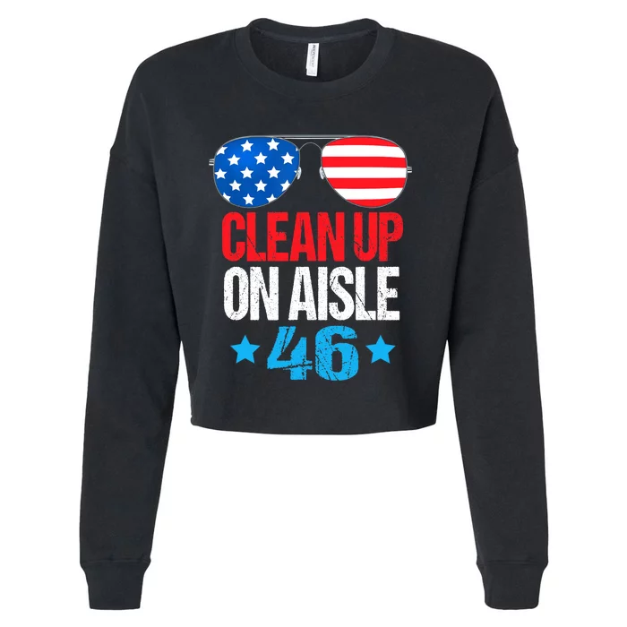 Impeach Biden Impeach 46 Clean Up On Aisle 46 Biden Cropped Pullover Crew