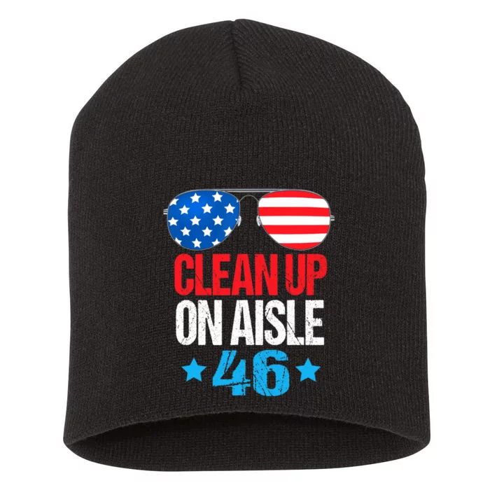 Impeach Biden Impeach 46 Clean Up On Aisle 46 Biden Short Acrylic Beanie