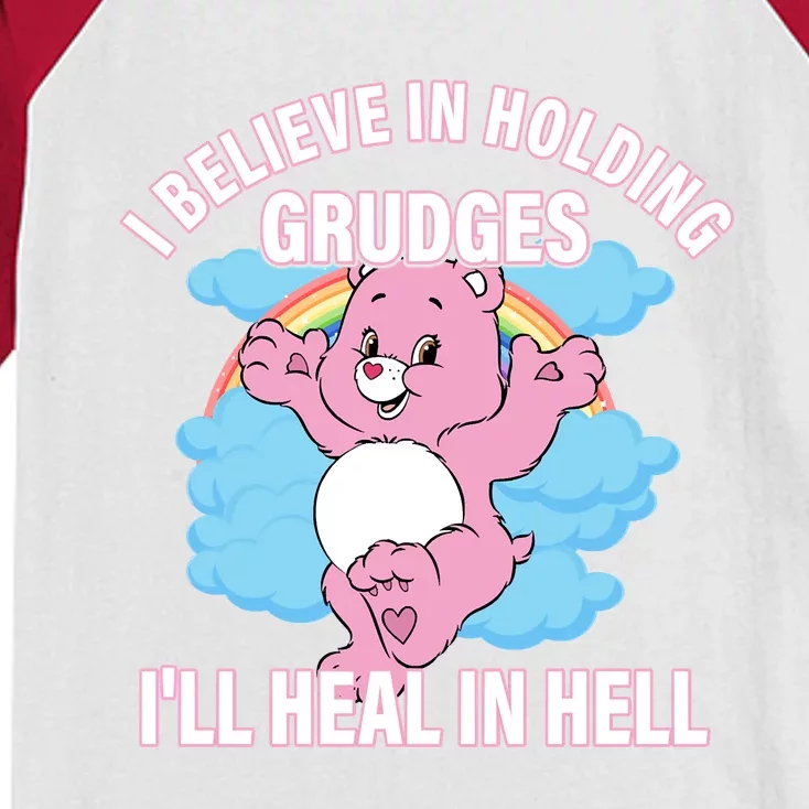 I Believe In Holding Grudges I’ll Heal In Hell Apparel Kids Colorblock Raglan Jersey