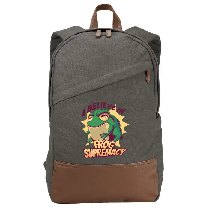 I Believe In Frog Supremacy Funny Cotton Canvas Backpack