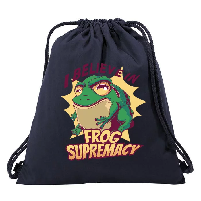 I Believe In Frog Supremacy Funny Drawstring Bag