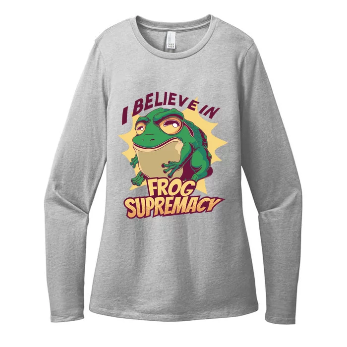 I Believe In Frog Supremacy Funny Womens CVC Long Sleeve Shirt