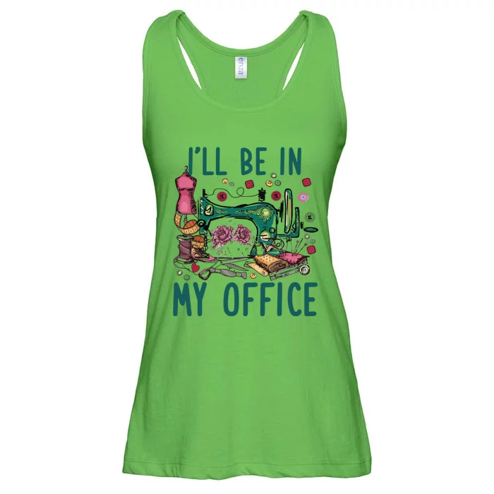 Ill Be In My Office Flowery Sewing Machine Ladies Essential Flowy Tank