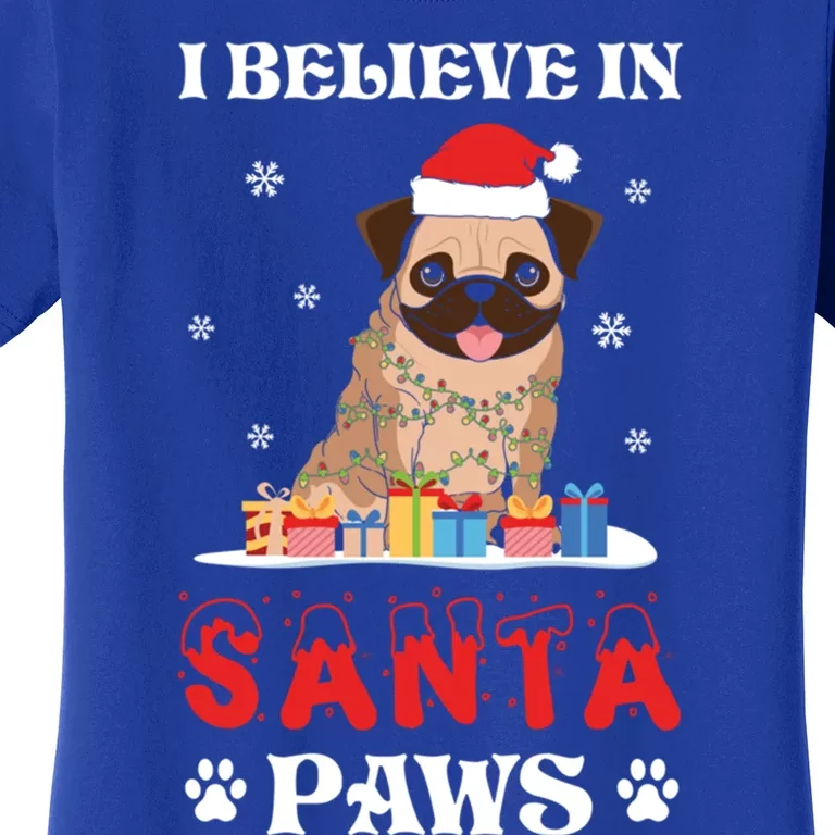 I Believe In Santa Paws Cute French Bulldog Christmas Gift Women's T-Shirt