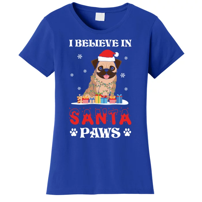 I Believe In Santa Paws Cute French Bulldog Christmas Gift Women's T-Shirt