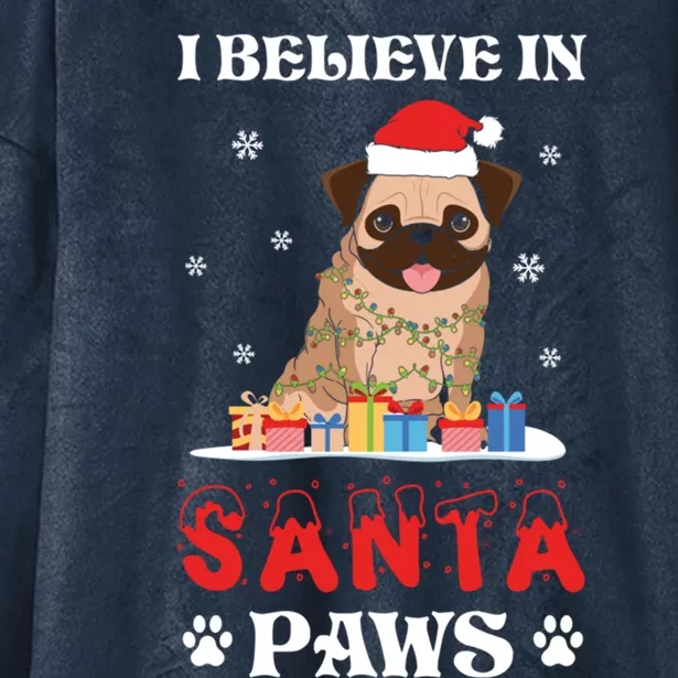 I Believe In Santa Paws Cute French Bulldog Christmas Gift Hooded Wearable Blanket