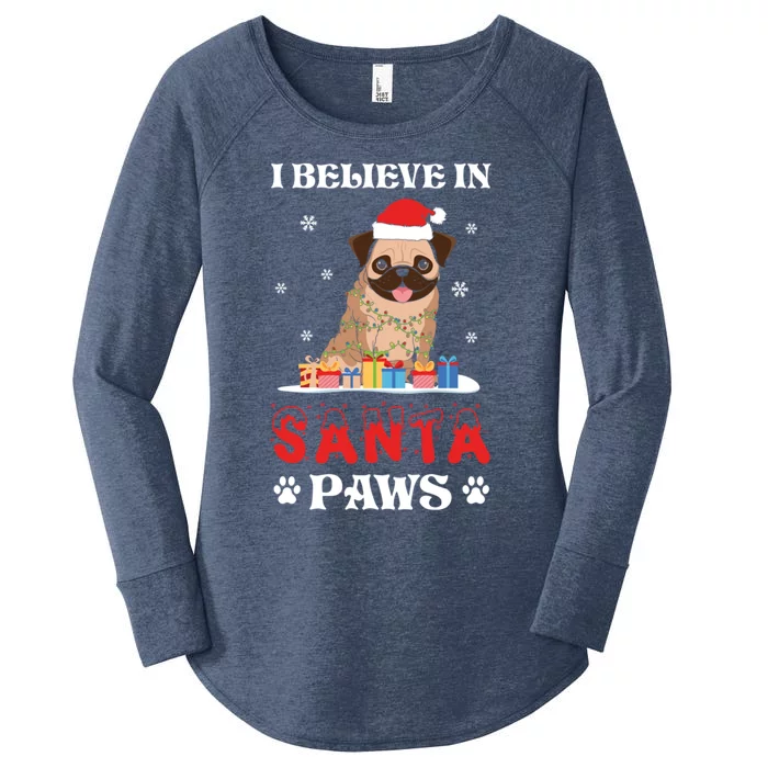 I Believe In Santa Paws Cute French Bulldog Christmas Gift Women's Perfect Tri Tunic Long Sleeve Shirt