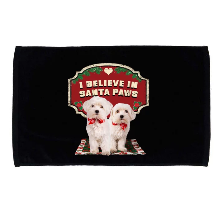 I Believe In Santa Paws Cute Christmas Dog Lover Microfiber Hand Towel