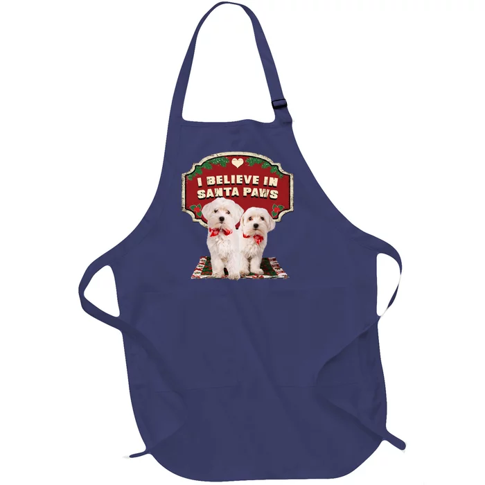 I Believe In Santa Paws Cute Christmas Dog Lover Full-Length Apron With Pocket