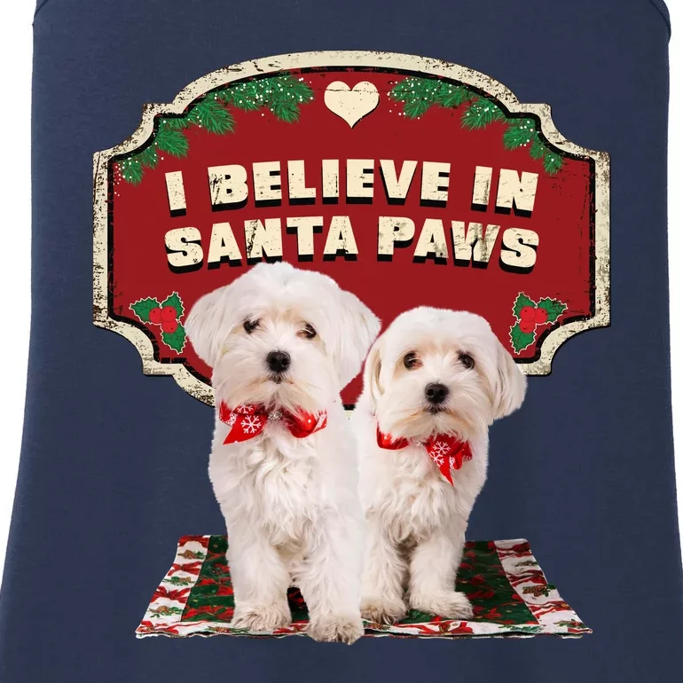 I Believe In Santa Paws Cute Christmas Dog Lover Ladies Essential Tank