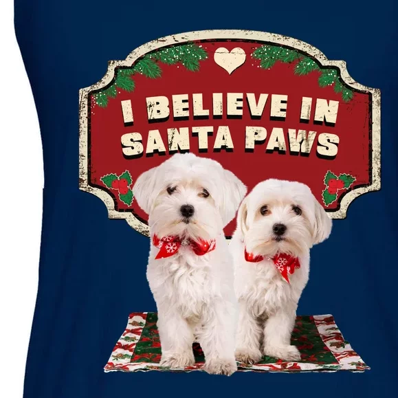 I Believe In Santa Paws Cute Christmas Dog Lover Ladies Essential Flowy Tank