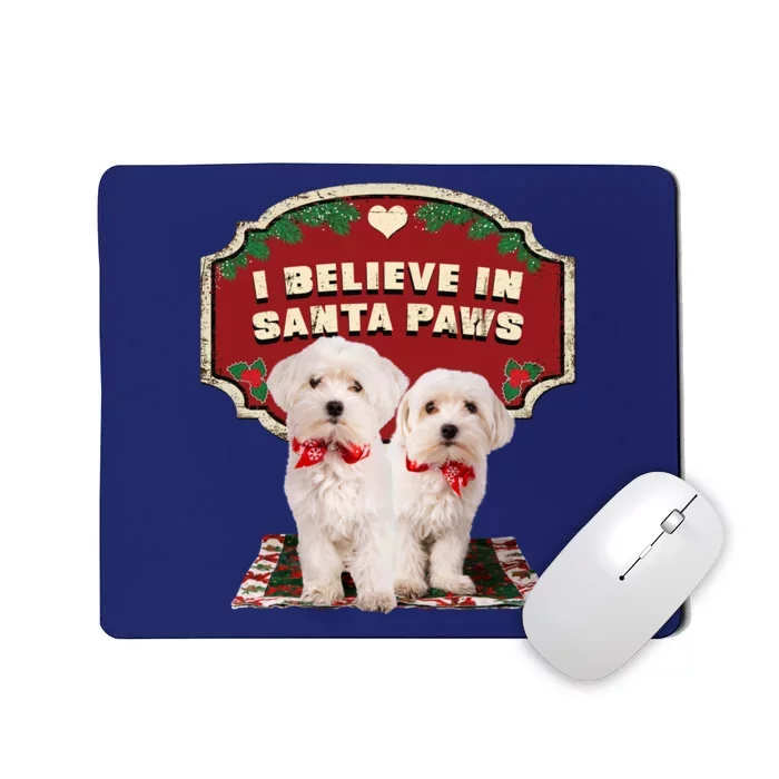 I Believe In Santa Paws Cute Christmas Dog Lover Mousepad