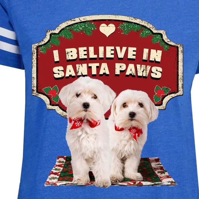 I Believe In Santa Paws Cute Christmas Dog Lover Enza Ladies Jersey Football T-Shirt